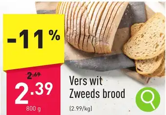 ALDI Vers wit Zweeds brood 800g aanbieding