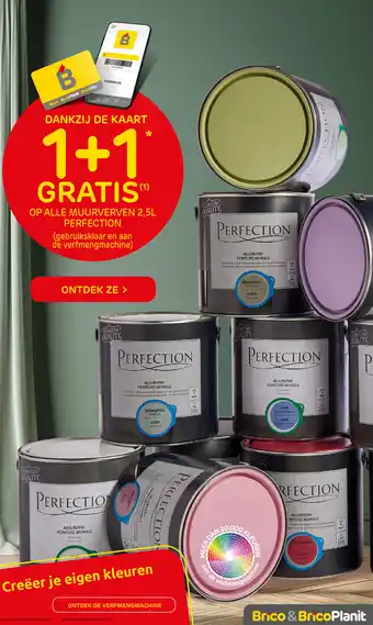 Brico Op alle muurverven 2.5L perfection 1+1 gratis aanbieding