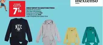 Auchan SWEAT ENFANT OU ADULTE INEXTENSO aanbieding