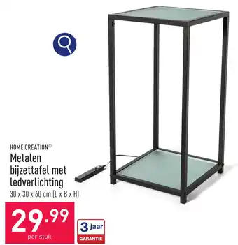 ALDI HOME CREATION Metalen bijzettafel met ledverlichting aanbieding