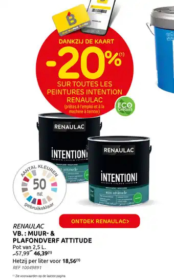 Brico RENAULAC VB: Muur-& planfondverf attitude 2.5L aanbieding