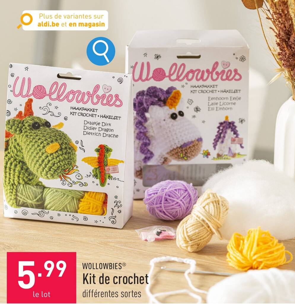 WOLLOWBIES Kit de crochet promotie bij ALDI