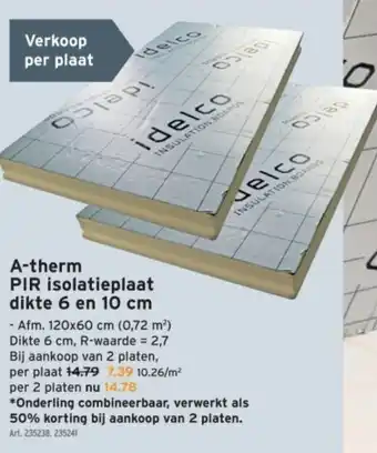 GAMMA A-therm PIR isolatieplaat dikte 6 en 10 cm aanbieding