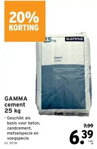 GAMMA cement 25 kg aanbieding