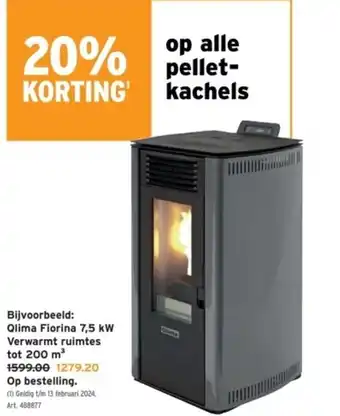 GAMMA Qlima Fiorina 7,5 kW Verwarmt ruimtes tot 200 m³ aanbieding