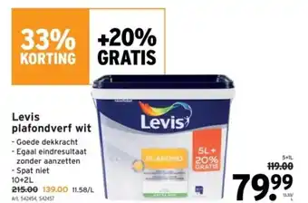 GAMMA Levis plafondverf wit 5+1L aanbieding