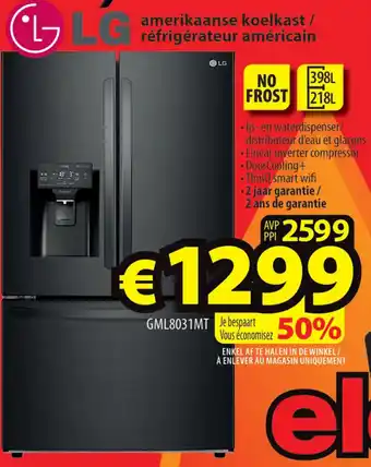 LG amerikaanse koelkast / réfrigérateur américain GML8031MT