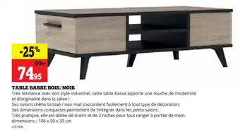 Dema Table Basse Bois/Noir aanbieding
