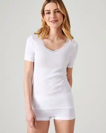 Damart Lot de 2 t-shirts manches courtes pur coton peigné biologique aanbieding