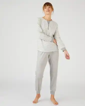 Damart Pyjama thermolactyl rayé intérieur gratté aanbieding