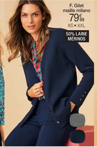 Damart GILET MAILLE MILANO LAINE MÉRINOS MÉLANGÉE aanbieding