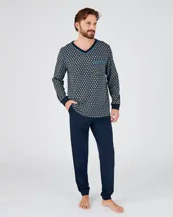 Damart Pyjama pur coton peigné imprimé cravate aanbieding