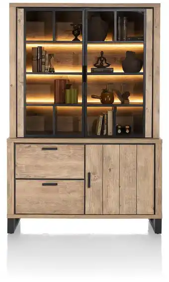 Pavarotti, buffetkast 140 cm. - 2-glasdeuren + 1-deur + 2-laden (+ led)