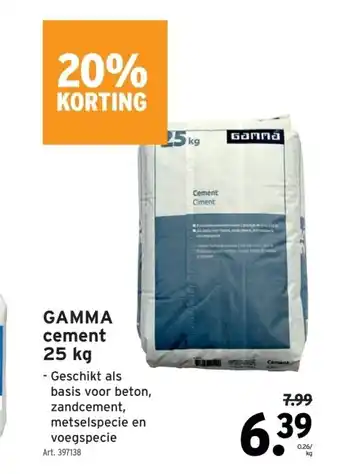 GAMMA Gamma cement 25 kg aanbieding