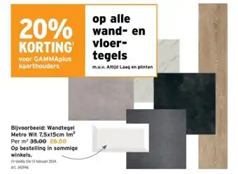 GAMMA Bijvoorbeeld: wandtegel metro wit 7,5x15cm 1m² aanbieding