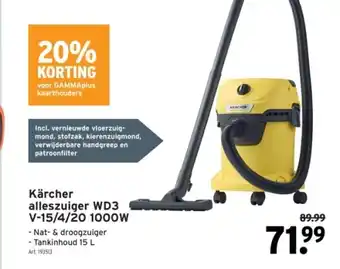 GAMMA Kärcher alleszuiger wd3 v-15/4/20 1000w aanbieding