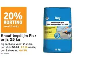 GAMMA Knauf tegellijm flex grijs 25 kg aanbieding