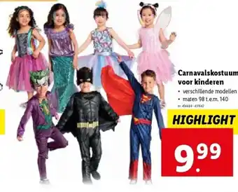 Lidl Carnavalskostuum voor kinderen aanbieding