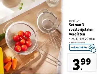 Lidl Set van 3 roestvrijstalen vergieten aanbieding