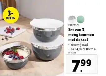 Lidl Set van 3 mengkommen met deksel aanbieding