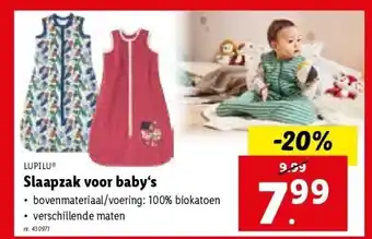 Lidl Slaapzak voor baby‘s aanbieding