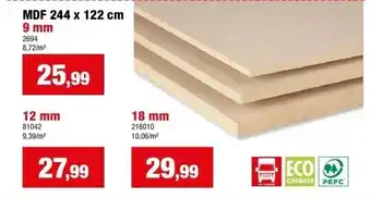 Hubo Mdf 244 x 122 cm 9 mm aanbieding