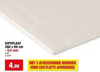 Hubo Gipsplaat 260 x 60 cm - 9,5 mm aanbieding