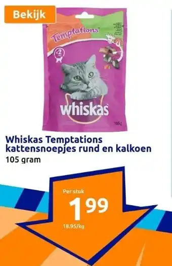 Action Whiskas temptations kattensnoepjes rund en kalkoen aanbieding
