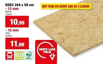 Hubo Osb3 244 x 59 cm - 12 mm aanbieding