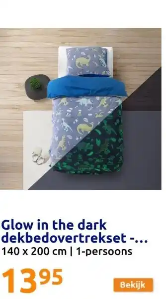 Action Glow in the dark dekbedovertrekset - dino's aanbieding