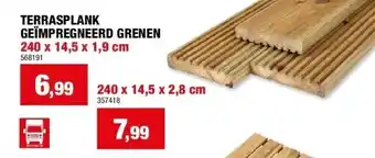 Hubo Terrasplank geïmpregneerd grenen 240 x 14,5 x 1,9 cm aanbieding
