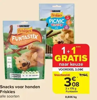 Carrefour Snacks voor honden friskies aanbieding