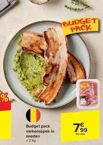 Carrefour Budget pack varkensspek in sneden aanbieding