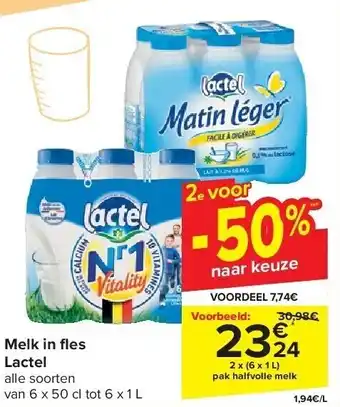 Carrefour Melk in fl es lactel aanbieding