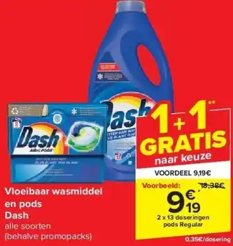 Carrefour Vloeibaar wasmiddel en pods dash aanbieding