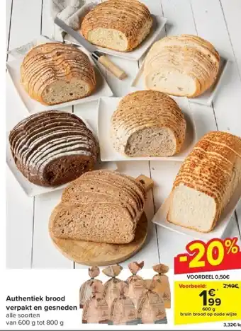 Carrefour Authentiek brood verpakt en gesneden aanbieding