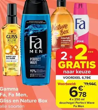 Carrefour Gamma fa, fa men, gliss en nature box aanbieding