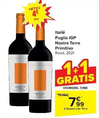 Carrefour Italië puglia igp nostre terre primitivo aanbieding