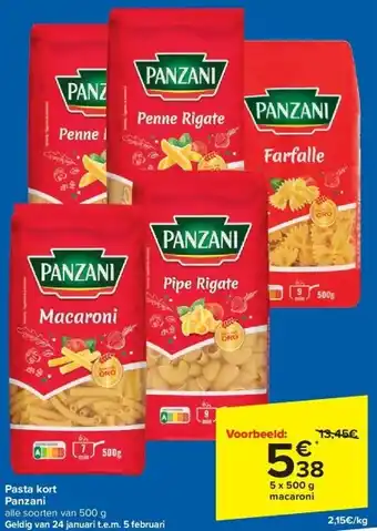 Carrefour Pasta kort panzani aanbieding