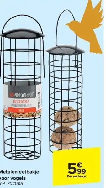 Metalen eetbakje voor vogels