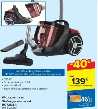 Carrefour Stofzuiger zonder zak ro7213ea aanbieding