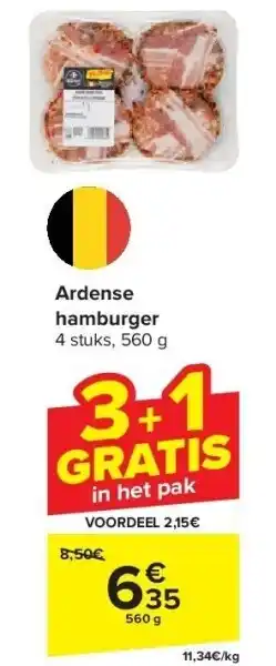 Carrefour Ardense hamburger aanbieding