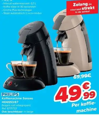 Carrefour Ko emachine senseo hd6553/67 aanbieding