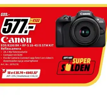 Canon eos r100 bk + rf-s 18-45 is stm kit reflexcamera