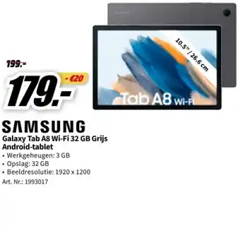 MediaMarkt Samsung galaxy tab a8 wi-fi 32 gb grijs android-tablet aanbieding