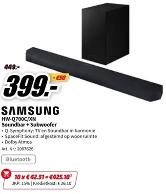 MediaMarkt Samsung hw-q700c/xn soundbar + subwoofer aanbieding