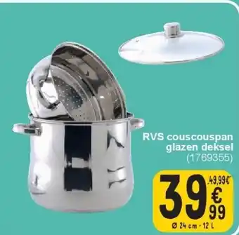 Cora Rvs couscouspan glazen deksel aanbieding