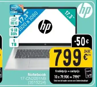 Cora Notebook 17-cn2051nb aanbieding