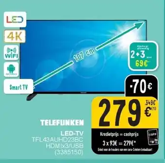 Cora Led-tv tfl43auhd23bc hdmix3/usb aanbieding