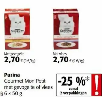 Colruyt Purina gourmet mon petit met gevogelte of vlees aanbieding